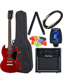 Harley Benton DC-200 Student Series Bundle Ηλεκτρική Κιθάρα Double Cut με Μαγνήτες HH Cherry