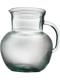 Κανάτα με χερούλι Glass Drops Ribbed (3198) Από ανακυκλωμένο γυαλί, Χωρητικότητας 2.3L, Διαστάσεων O 20 x Υ 20 cm 3198
