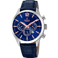 Festina Ανδρικό Ρολόι Χρονογράφος με Μπλε Δερμάτινο Λουράκι F20542/4