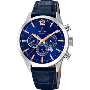Festina Ανδρικό Ρολόι Χρονογράφος με Μπλε Δερμάτινο Λουράκι F20542/4 Festina Ανδρικό Ρολόι Χρονογράφος με Μπλε Δερμάτινο Λουράκι F20542/4