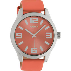 Oozoo Timepieces Γυναικείο Ρολόι με Σομόν Δερμάτινο Λουράκι C10675