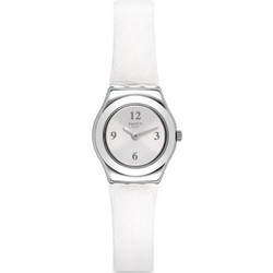 Swatch Silver Keeper Γυναικείο Ρολόι με Λευκό Δερμάτινο Λουράκι YSS296