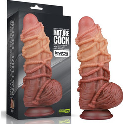Lovetoy Nature Cock Dual Layered Platinum 9.5" Dildo με Βεντούζα 24cm Καφέ