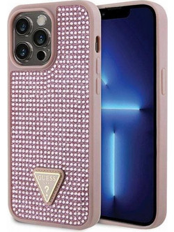 Guess Rhinestones Triangle Back Cover Pink (iPhone 14 Pro Max)