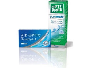 Alcon Air Optix Plus HydraGlyde Μηνιαίοι Φακοί Επαφής Υδρογέλης 6τμχ + 1 Υγρό Optifree