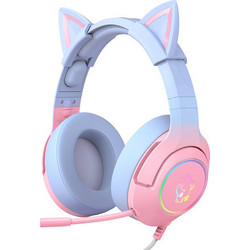 Onikuma K9 Cat Ears Gaming Headset Over Ear Blue Pink