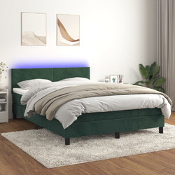 vidaXL Κρεβάτι Boxspring με Στρώμα & LED Πράσινο 140x190εκ 3134282