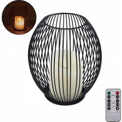 GloboStar(R) CADLE 76496 Διακοσμητικό Realistic Κερί με LED Εφέ Κινούμενης Φλόγας - Μπαταρίας 2 x AA (Δεν Συμπεριλαμβάνονται) & Ασύρματο Χειριστήριο IR Θερμό Λευκό 2700K Dimmable Μαύρο Φ16 x Υ18cm