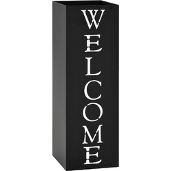 vidaXL Ομπρελοθήκη με Σχέδιο Welcome Μαύρη Ατσάλινη 246796
