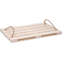 Ξύλινος Δίσκος Σερβιρίσματος 36 x 24 cm με Λαβές από Σχοινί Bakaji 8711252113074