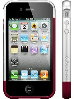 VOLTE-TEL ΘΗΚΗ IPHONE 4G/4S BUMPER 2 PCS + SCREEN PROTECTOR SILVER-RED