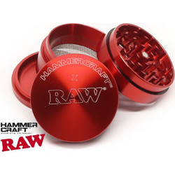HAMMERCRAFT X RAW ALUMINIUM RED LARGE 63mm 4 PARTS GRINDER