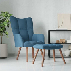 vidaXL Πολυθρόνα Relax με Υποπόδιο Βελούδινη Μπλε 328072