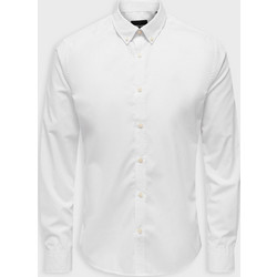 Only & Sons Ανδρικό Πουκάμισο Μακρυμάνικο Slim Fit Λευκό 22027745