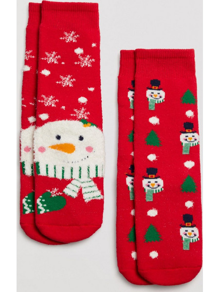 Ysabel Mora Κόκκινες Παιδικές Χριστουγεννιάτικες Αντιολισθητικές Κάλτσες 2Pack