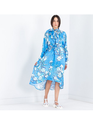 Replay Midi Φόρεμα για Γάμο / Βάπτιση Floral Γαλάζιο W9728.000.73612-010