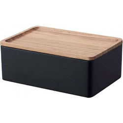 Κουτί Αποθήκευσης YMZK5166 12,5x18,5x7cm Black Yamazaki Ξύλο,Πέτρα