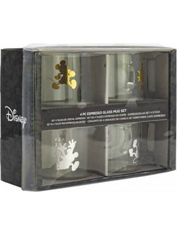 Stor Γυάλινο Φλιτζάνι espresso Mickey 100ml Διάφανο σετ 4 τεμαχιων