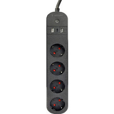 GEMBIRD SMART POWER STRIP WITH USB CHARGER 4 SOCKETS BLACK