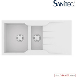 Sanitec Ultra Granite 802 Επικαθήμενος Νεροχύτης Γρανίτη Αντιστρεφόμενος Ματ Bianco 100x50cm