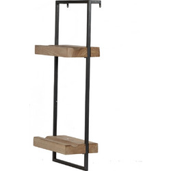 Artekko Shelves Ράφι Τοίχου Μέταλλο Ξύλο με 2 Επίπεδα (30x15x69)cm - 30cm x 15cm x 69cm