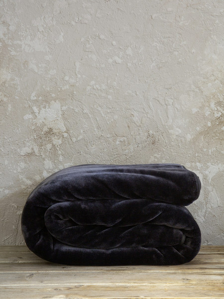 Nima Home Κουβέρτα Βελουτέ Υπέρδιπλη 220x240 Coperta - Black