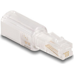 DELOCK βύσμα τηλεφώνου RJ10 88169, 360 περιστρεφόμενο, διάφανο-λευκό