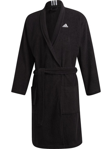 Adidas Μπουρνούζι Κολυμβητηρίου 100% Βαμβακερό με Κουκούλα Μαύρο FS3373