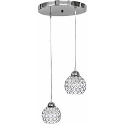 Heronia Lighting CHRIS Κρεμαστό Φωτιστικό Οροφής Δίφωτο E27 Ασημί 01-0298