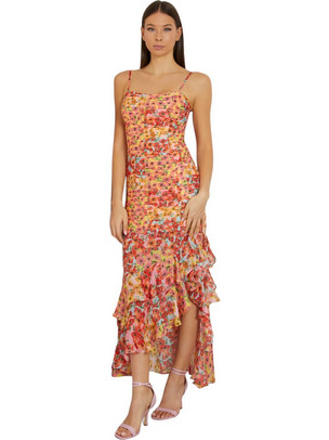 Guess Juliana Midi Καλοκαιρινό Φόρεμα για Γάμο / Βάπτιση Floral Πολύχρωμο W4GK26WCWF2-P55D
