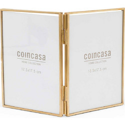 Coincasa διπλή κορνίζα με μεταλλικό περίγραμμα 18 x 13 cm - 007404905 Χρυσό