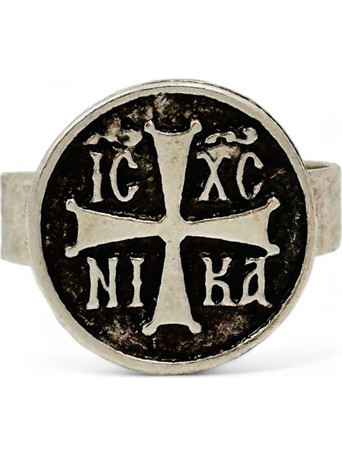 Επάργυρο Δαχτυλίδι IC XC NIKA (αυξομειούμενο κούμπωμα) 1,5*1,5 εκ