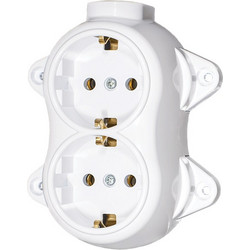 ANTIQUE DOUBLE SOCKET GERMAN TYPE 16 250V WHITE - 190202