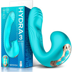 IntoYou Hydra 3 Motors Διπλός Δονητής 16.8cm Μπλε