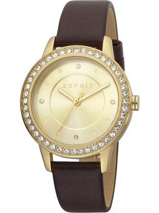 Esprit Γυναικείο Ρολόι με Καφέ Δερμάτινο Λουράκι ES1L163L0035