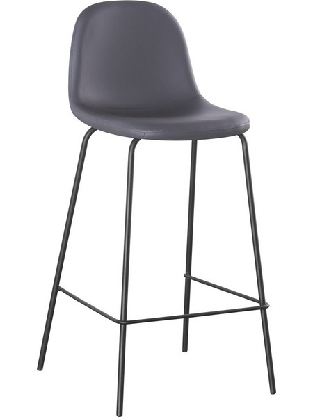 CELINA Σκαμπό BAR με Πλάτη, Κάθισμα H.67cm, Μέταλλο Βαφή Μαύρο, Pvc Γκρι κωδ. 0706-Ε-00022242