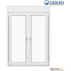 Δίφυλλη μπαλκονόπορτα 160x225 με σίτα και ρολό Gealan Linear Λευκό