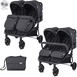 Lorelli Premium Duo Καρότσι για Δίδυμα Black + Τσάντα Αλλαξιέρα