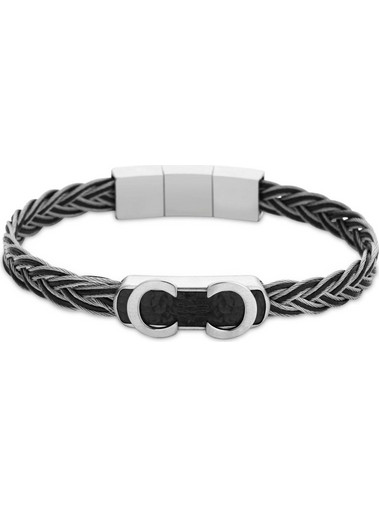 Cerruti Ανδρικό Βραχιόλι Χειροπέδα από Δέρμα & Ατσάλι Ασημί CIAGB0000401