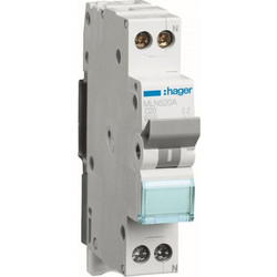 Hager Αυτόματη Ασφάλεια 20Α Καμπύλης C 6KA 1P+N 1 Στοιχείου (MLN520A)