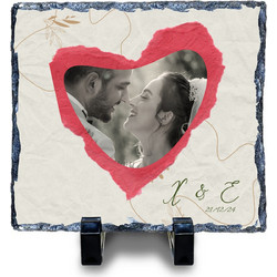 Πέτρα με φωτογραφία Flower με αρχικά