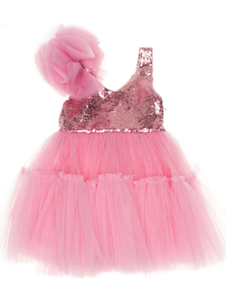 Miss Pretty παρανυφικό και βαπτιστικό φόρεμα με στέκα Pink Stylish