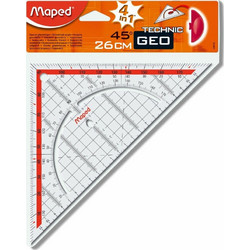 Maped Γεωμετρικό Τρίγωνο Πλαστικό Διάφανο 26cm με Λαβή Γεωδετικό 45 Technic_3154140287009