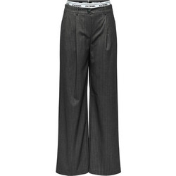 Only Ψηλόμεση Υφασμάτινη Γυναικεία Παντελόνα Loose Εφαρμογή Ανθρακί 15328178