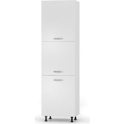 CHARLOTΤE Στήλη Kουζίνας 60x56x213.4εκ με μεταλλικά χερούλια Λευκό