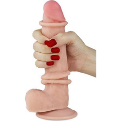 Lovetoy Sliding-Skin 8.0" Cock Ρεαλιστικό Dildo με Βεντούζα & Όρχεις 20cm Flesh