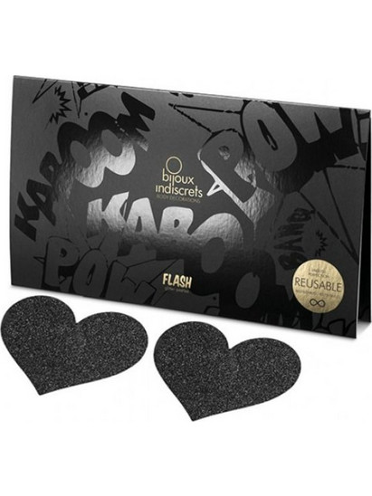 BIJOUX - INDISCRETS FLASH BLACK HEART NIPPLE CUTS