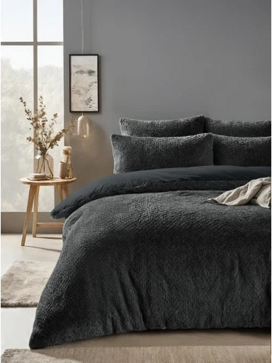 Παπλωματοθήκη Teddy Fur Χρώματος Ανθρακί 240x220cm SLEEPTIME 8720578100415