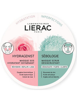 Lierac Hydragenist & Sebologie Κρεμώδης Μάσκα Προσώπου για Καθαρισμό & Ενυδάτωση με Οξυγόνο 2x6ml