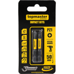 Μύτες κατσαβιδιού Impact Σταυρός με Μέγεθος PZ1 50mm 2τεμ. 338733 TOP MASTER